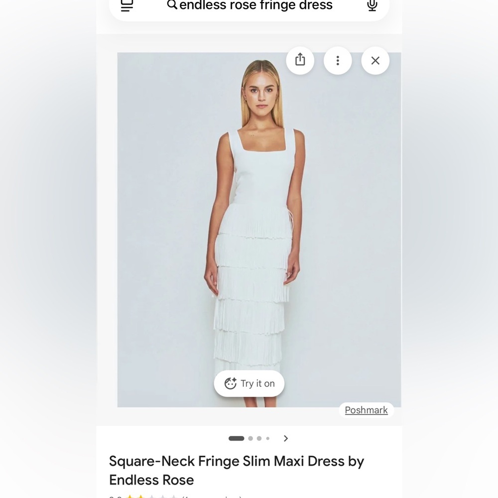 Endless Rose White Tiered Fringe Midi Dress